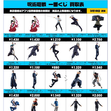 Lots Ichiban Kuji vendus en boutique au Japon